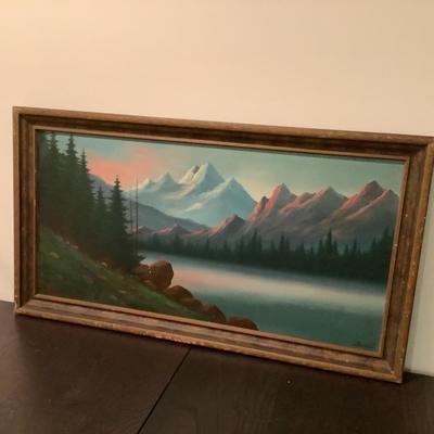 328 Vintage Framed Landscape Print on Cardboard