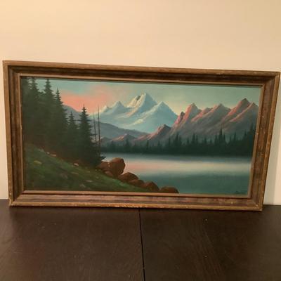 328 Vintage Framed Landscape Print on Cardboard