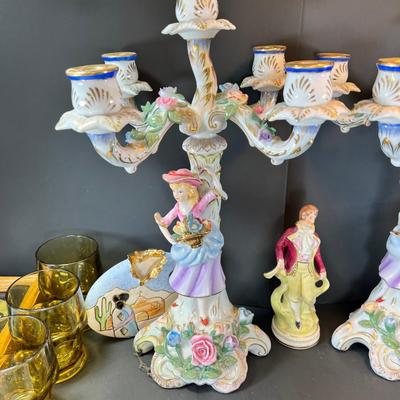 Capodimonte figurine candle holders MCM Glasses