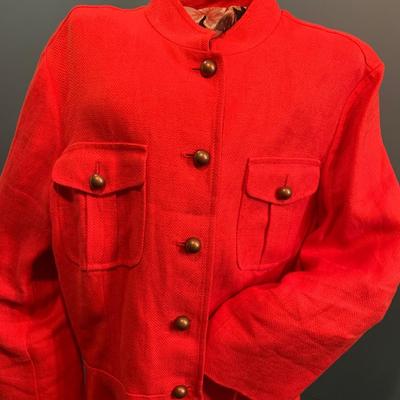 Lauren Ralph Lauren Burnt Orange Linen Peplum Jacket - Online Auction Feature Size 16