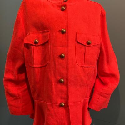 Lauren Ralph Lauren Burnt Orange Linen Peplum Jacket - Online Auction Feature Size 16