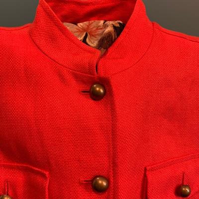 Lauren Ralph Lauren Burnt Orange Linen Peplum Jacket - Online Auction Feature Size 16