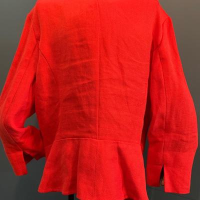 Lauren Ralph Lauren Burnt Orange Linen Peplum Jacket - Online Auction Feature Size 16