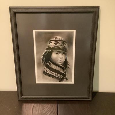 332 Peruvian Child Framed Signed Print