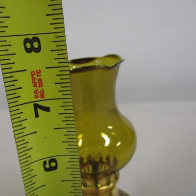 Decorative Small Amber Glass Oil Lamp 7 1/2