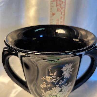 LE Smith Black Amethyst Trophy Vase Silver Overlay