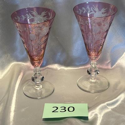 Cranberry Flash cut to clear goblets