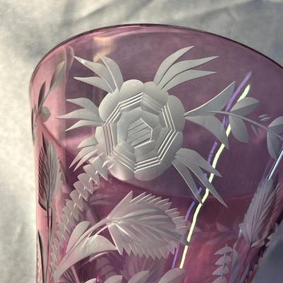 Cranberry Flash cut to clear goblets