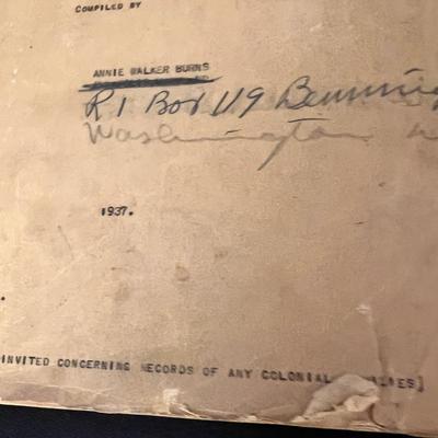 1937 EARLY MARYLAND SETTLERS Typed Book Manuscript by Author Mary Anne Walker Burns
