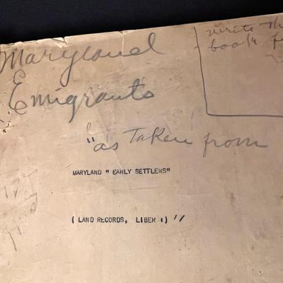 1937 EARLY MARYLAND SETTLERS Typed Book Manuscript by Author Mary Anne Walker Burns