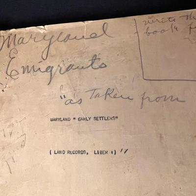 1937 EARLY MARYLAND SETTLERS Typed Book Manuscript by Author Mary Anne Walker Burns