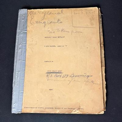 1937 EARLY MARYLAND SETTLERS Typed Book Manuscript by Author Mary Anne Walker Burns