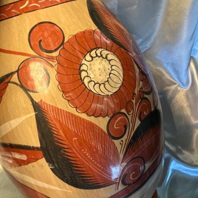 Tall Mexican Pottery vase signed