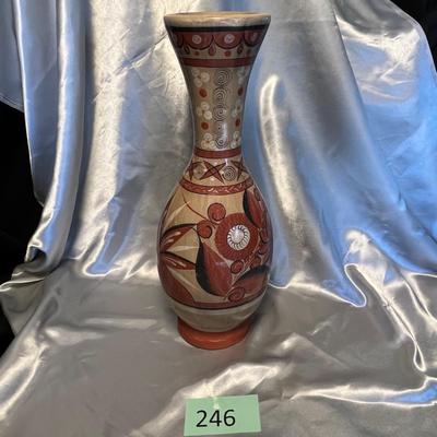 Tall Mexican Pottery vase signed