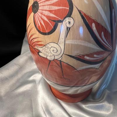 Tall Mexican Pottery vase signed
