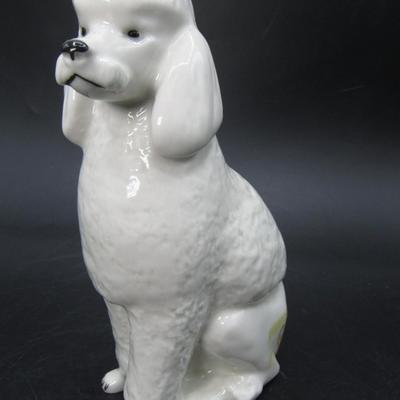 Vintage Lomonosov USSR Russia White Poodle Figurine Dog Porcelain Figurine