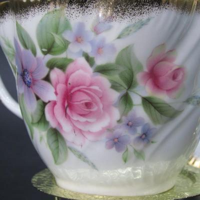 Rosina China Co. Queen's Fine Bone China Teacup and Saucer Pink Flowers