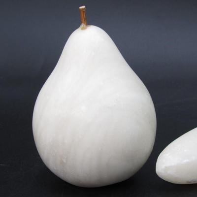 Heavy Marble Smooth Stone Pear, Apple, & Banana Modern Home Fruit Decor