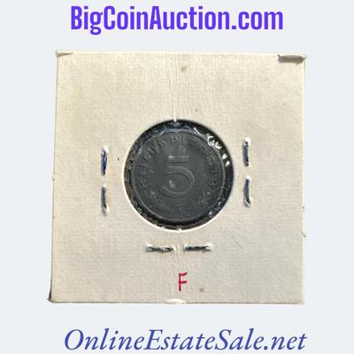 1942-F GERMANY (NAZI ERA) 5 REICHSPFENNIG