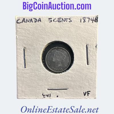 1874 CANADA 5 CENTS