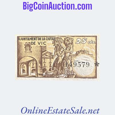 1937 SPAIN CIVIL WAR VIC 25 CENTIMS