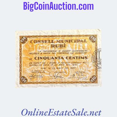 1937 SPAIN CIVIL WAR RUBI 50 CENTIMS