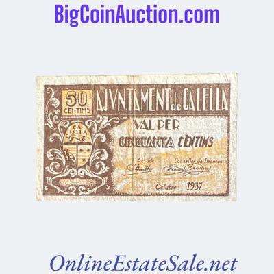 1937 SPAIN CIVIL WAR CALELLA 50 CENTIMS