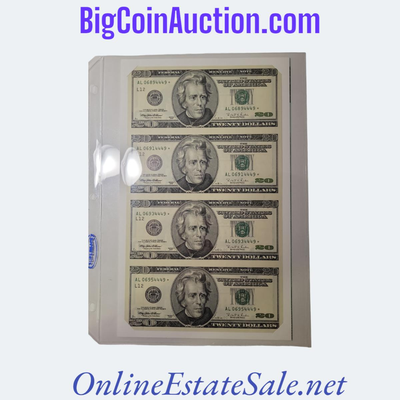 1996 UNCIRCURLATED UNCUT 20 DOLLAR SHEET
