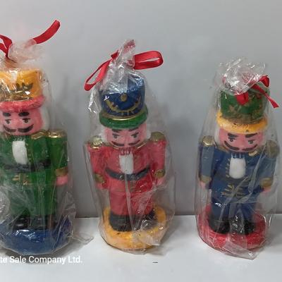 Three Nutcracker Decorative colored candles