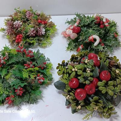 Four vintage plastic Faux garland wreaths