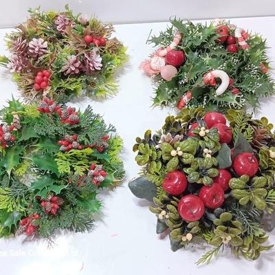 Four vintage plastic Faux garland wreaths