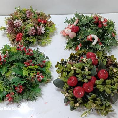 Four vintage plastic Faux garland wreaths