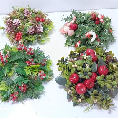 Four vintage plastic Faux garland wreaths