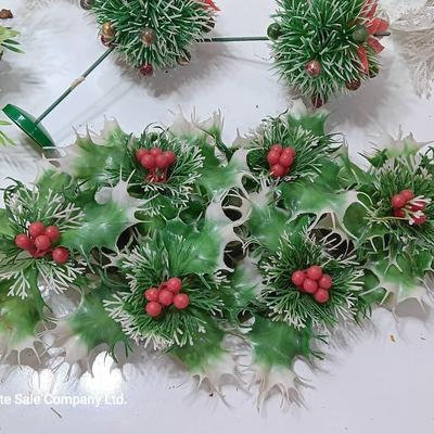 Faux Vintage plastic garland- picks and wreaths