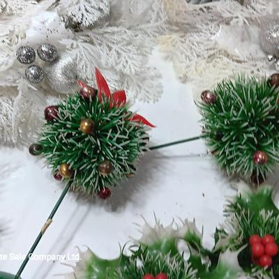 Faux Vintage plastic garland- picks and wreaths
