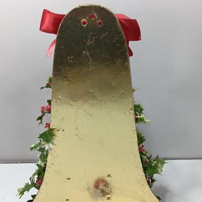 Vintage Felt like musical bell with pull string music box - faux holly