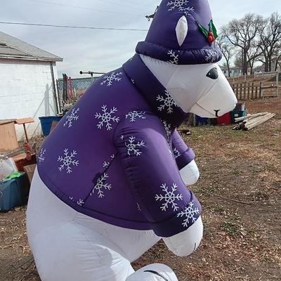 2003 8ft Gemmy Purple Polar Bear Airblown Inflatable