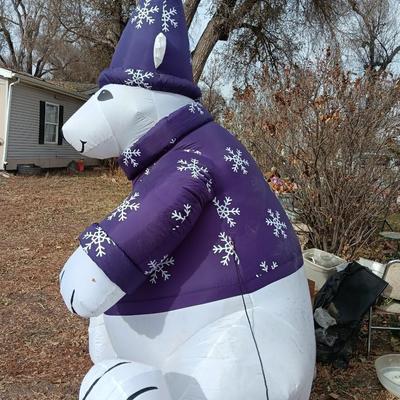 2003 8ft Gemmy Purple Polar Bear Airblown Inflatable