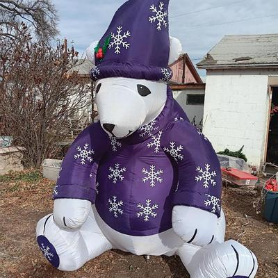 2003 8ft Gemmy Purple Polar Bear Airblown Inflatable