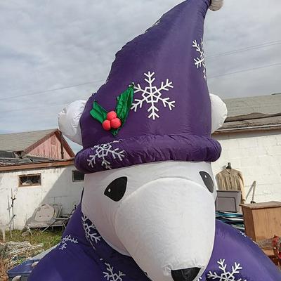 2003 8ft Gemmy Purple Polar Bear Airblown Inflatable