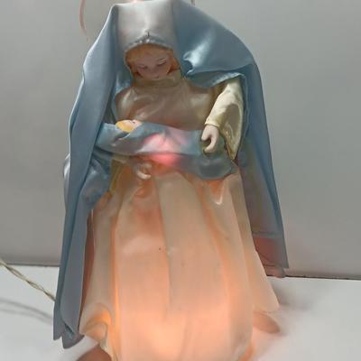 VINTAGE HOUSE OF LLOYD LIGHTED VIRGIN MARY & BABY JESUS TREE TOPPER RARE collectible!