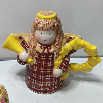 Angel tea pot and candle holder with salt and pepper shakers