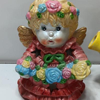 Angel tea pot and candle holder with salt and pepper shakers