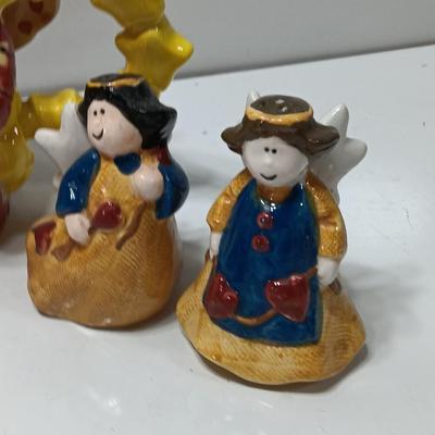 Angel tea pot and candle holder with salt and pepper shakers