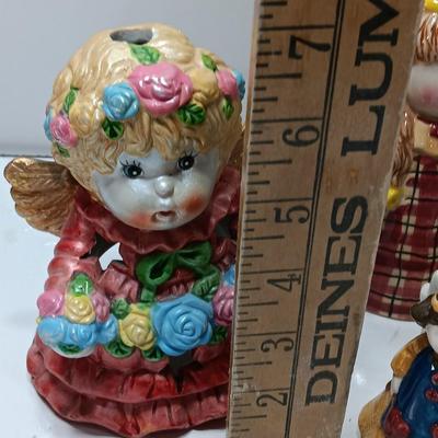 Angel tea pot and candle holder with salt and pepper shakers