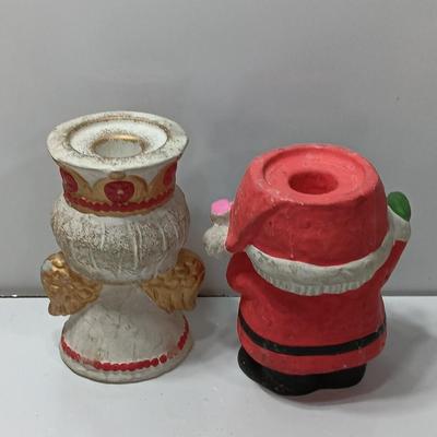 Vintage Santa and Angel candle holders