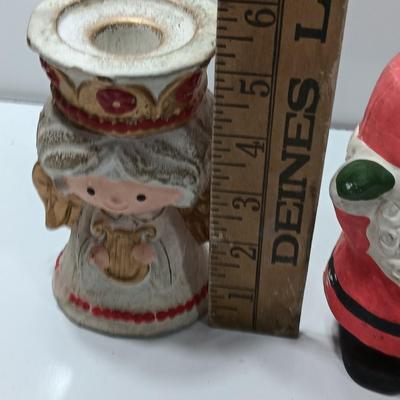 Vintage Santa and Angel candle holders
