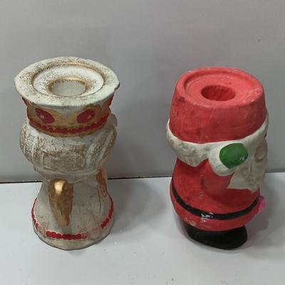 Vintage Santa and Angel candle holders