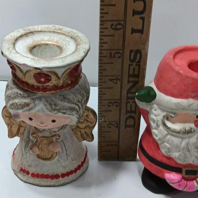 Vintage Santa and Angel candle holders