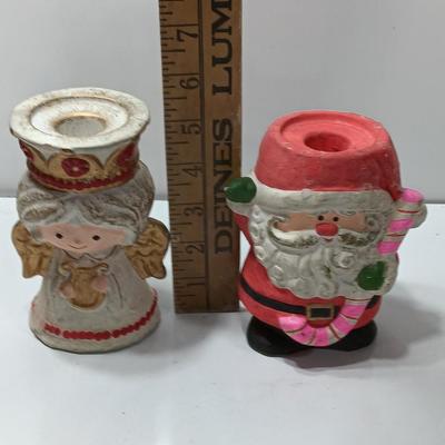 Vintage Santa and Angel candle holders
